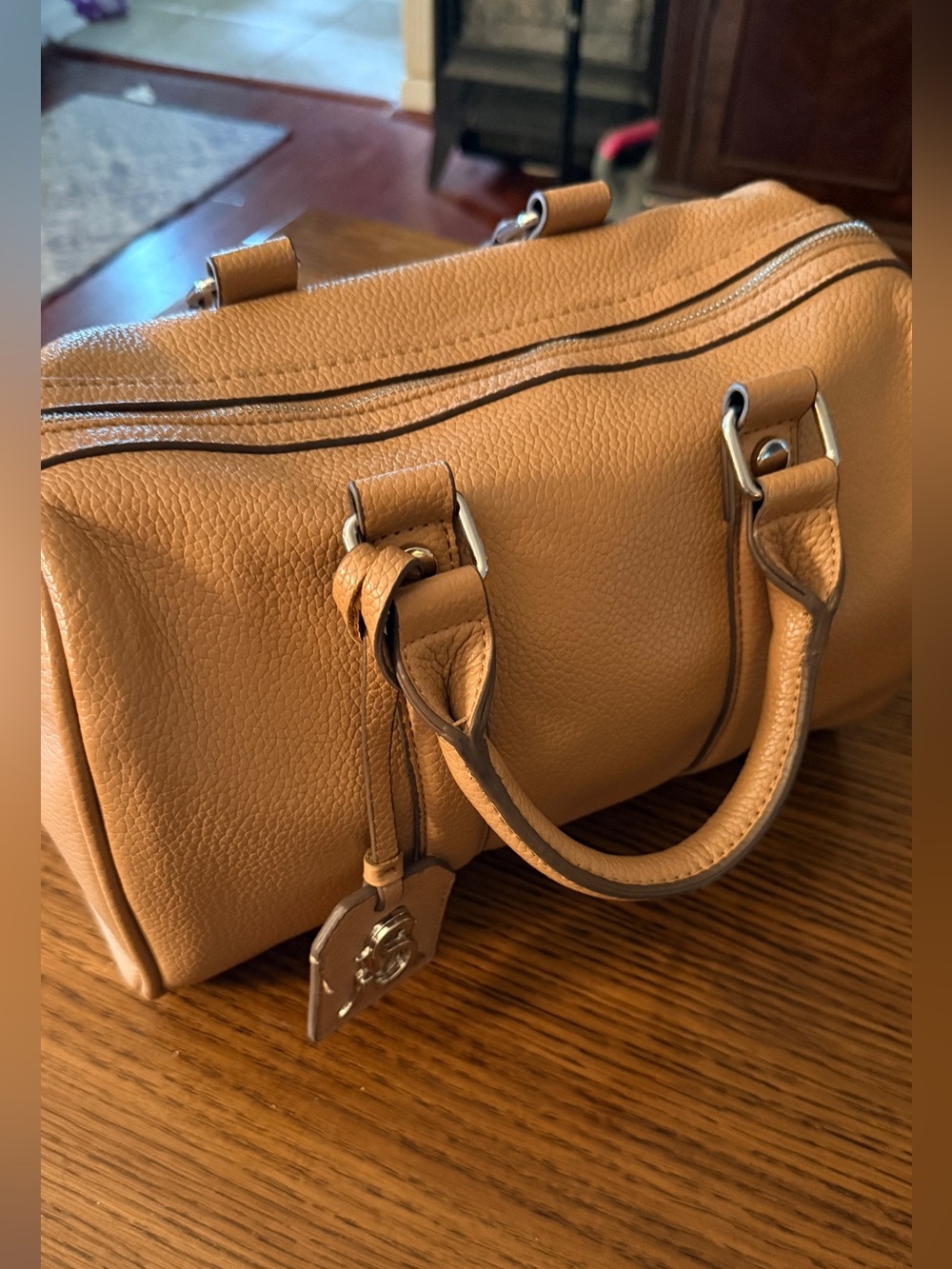 Steve Madden Tan Pebbled Leather Satchel Handbag -